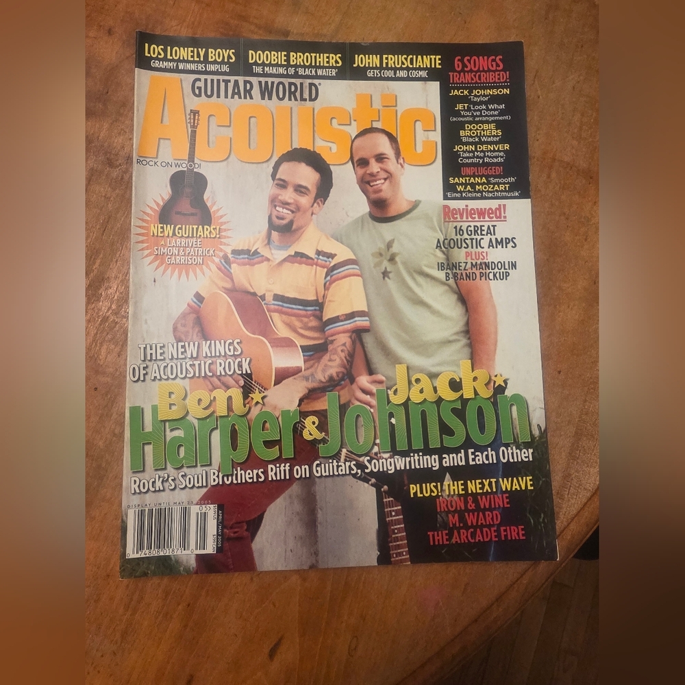 2005 April May Guitar World Acoustic Magazine Ben Harper Jack Johnson Santana